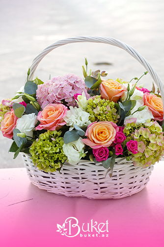 Rainbow flower basket