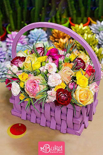 Mixed Flowers in Purple Box
