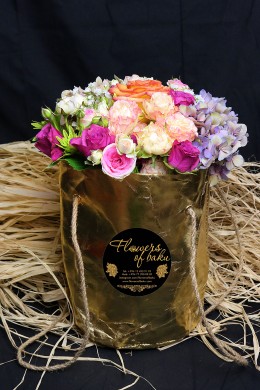 Mix flowers in a gold box